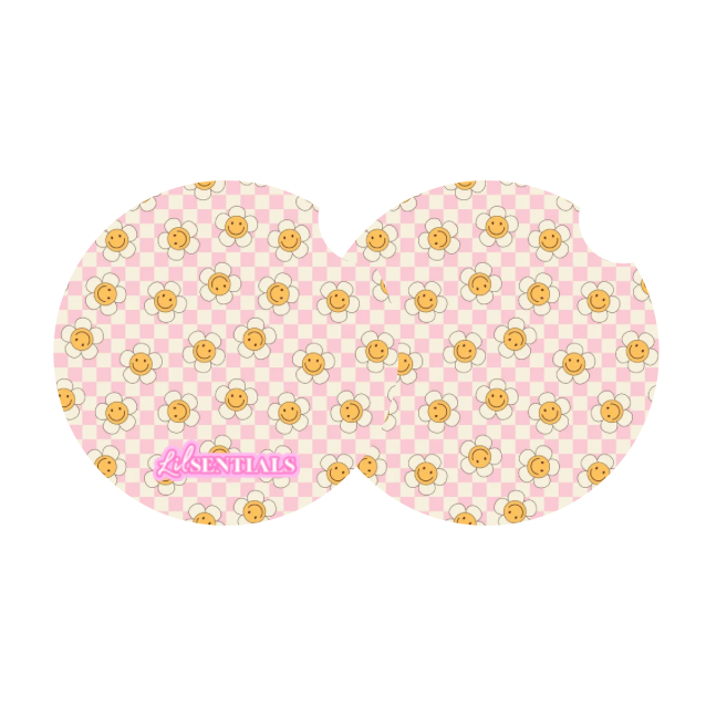 Car coaster: Check daisy (2pk)