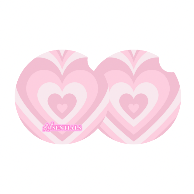 Car coaster: Pink heart (2pk)