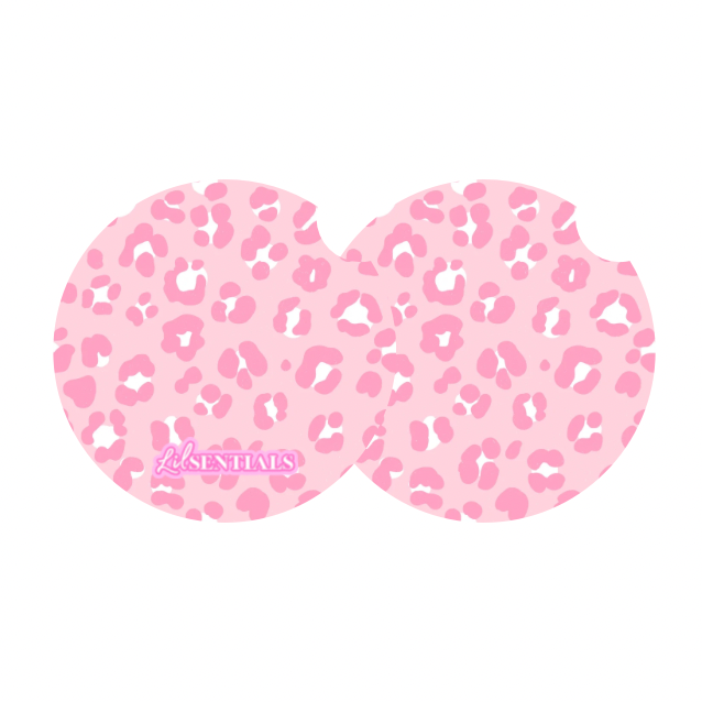 Car coaster: Pink leopard (2pk)
