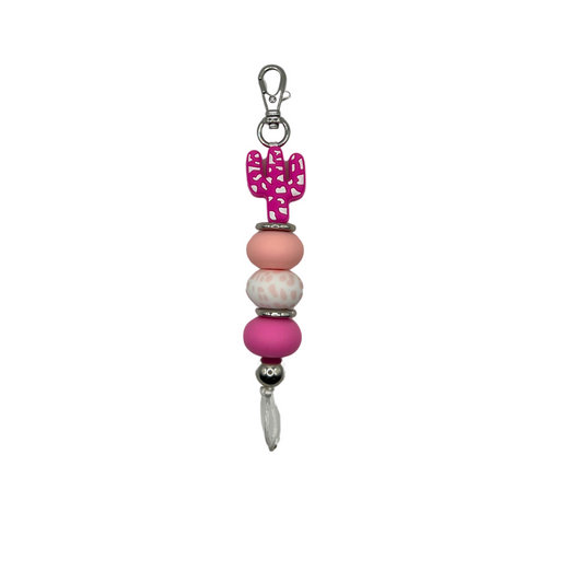 Pink cactus keychain