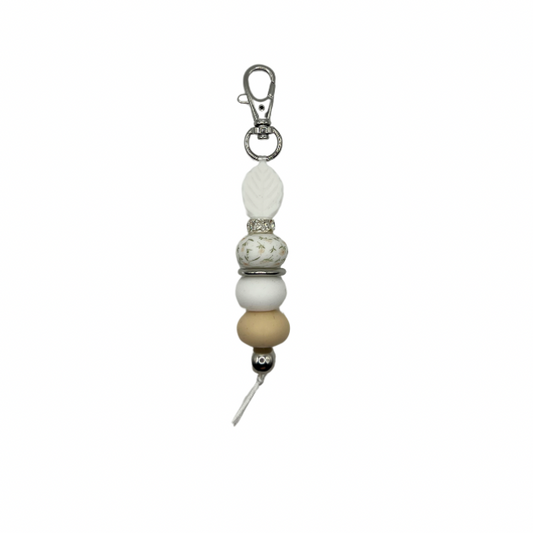 White leaf keyring