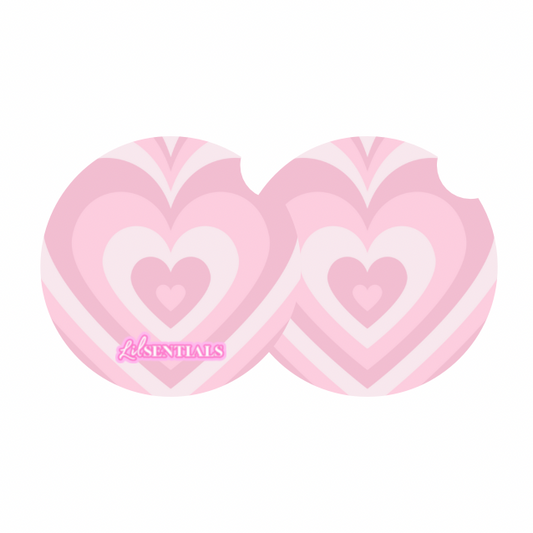 Car coaster: Pink heart (2pk)