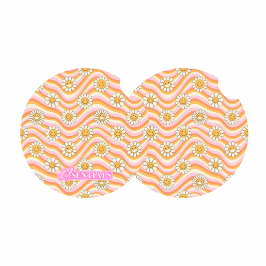 Car coaster: Groovy daisy (2pk)