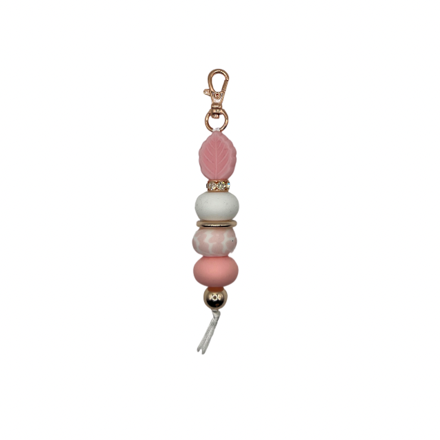 Pink leaf keyring