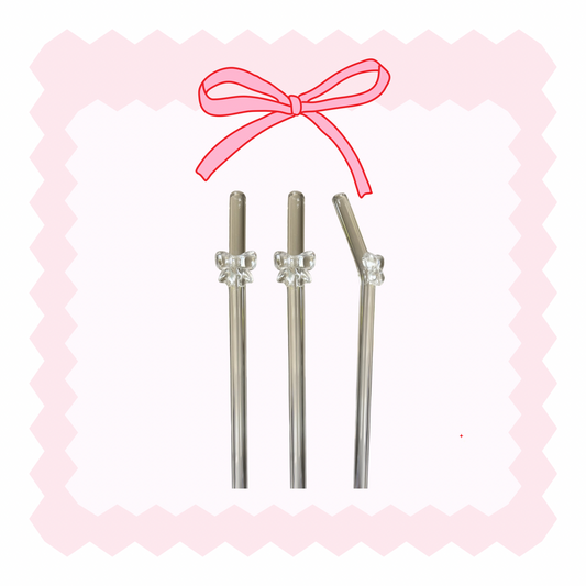 Clear bow glass straw: 3PK