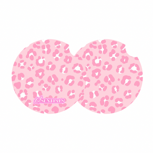 Car coaster: Pink leopard (2pk)