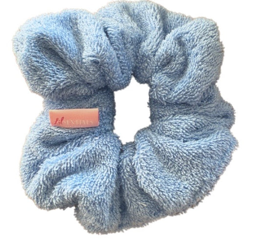Blue towel scrunchie