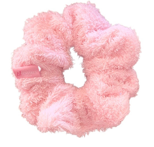 Pink towel scrunchie